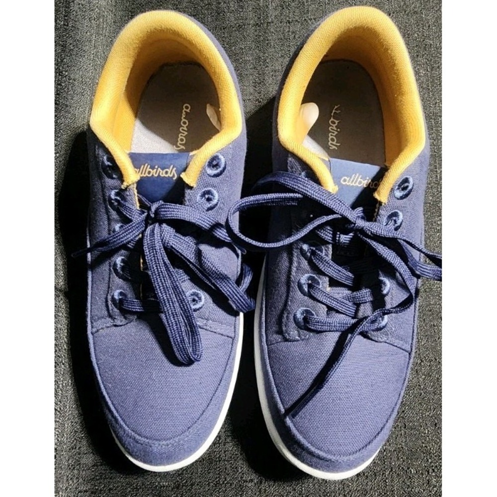 Allbirds 7.99 Womens CP Canvas Pacers Sneakers Shoes Navy Blue Lace Up Sz 8 EUC